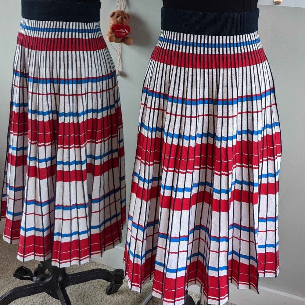 Banana Republic Red, White, Blue &Black Midi Skirt